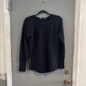 Athleta Varsity Side Zip Crewneck Black Sweater Size‎ Medium